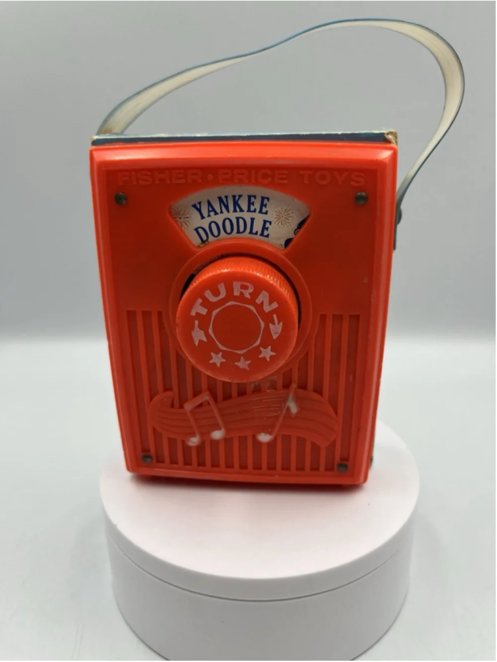 Vintage Fisher Price Musical Pocket Radio Yankee Doodle Toy 1970s Kids Music Box